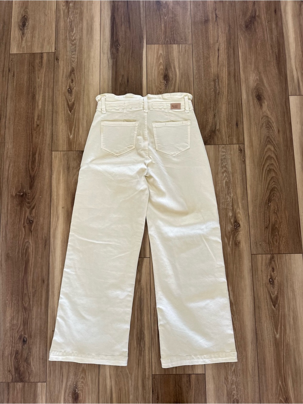 PAIGE women’s carly waistband tie High-Rise Wide Leg Cream jeans size 25 NWT - Picture 5 of 6